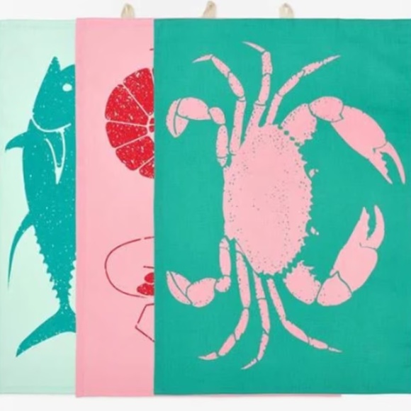 New Seafood 3 pc Kitchen towel Set - Picture 1 of 4